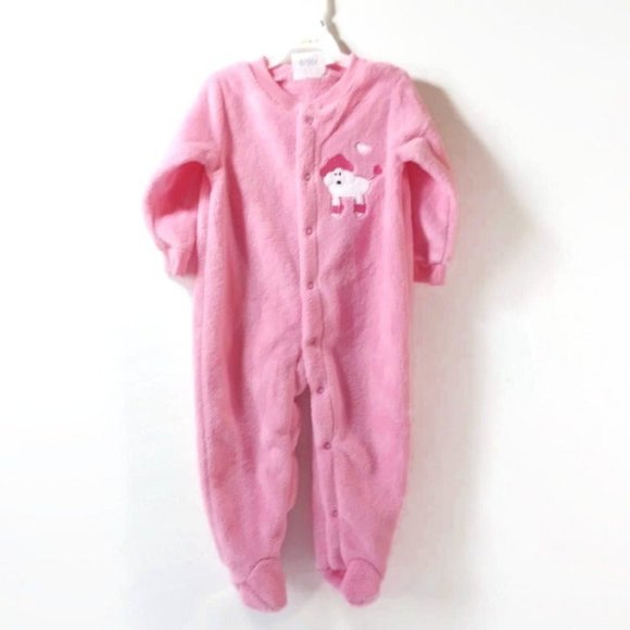 Baby Girl Pink warm Sleepwear 1 Pc. Tight-Fit Footie Sweet & Soft Winter Outfit - Picture 6 of 6